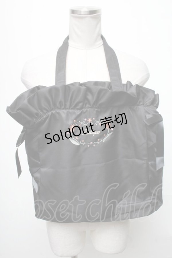 画像1: axes femme POETIQUE / 刺繍サテントートバッグ  黒 S-25-04-06-013-AX-BG-HR-ZS (1)