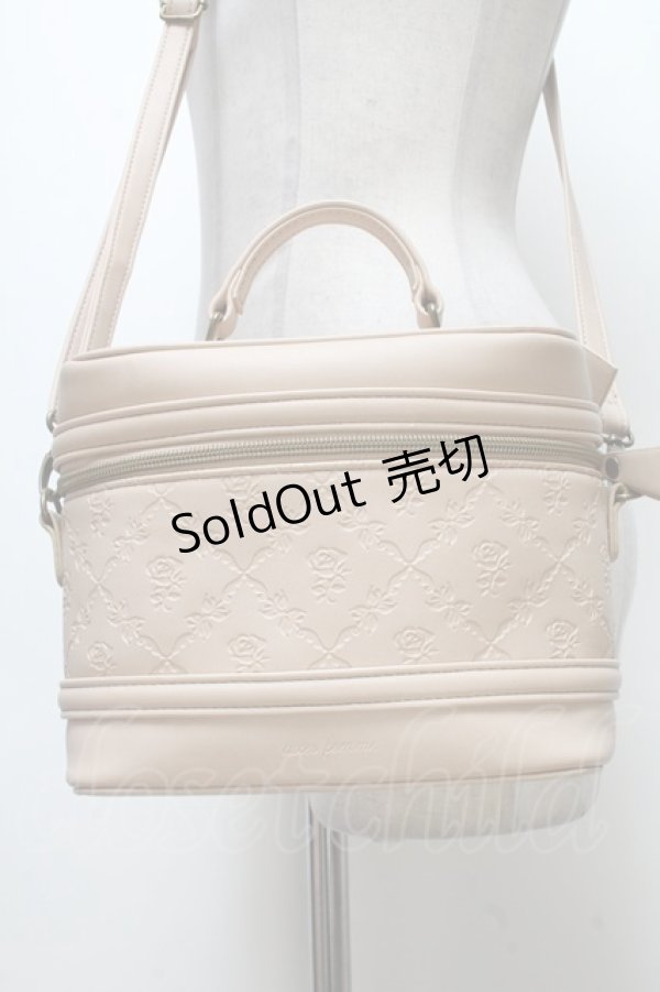 画像1: axes femme / 型押しデザインバニティバッグ  ベージュ S-25-04-07-019-AX-BG-HR-ZT335 (1)