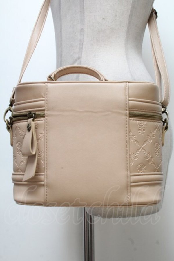 画像2: axes femme / 型押しデザインバニティバッグ  ベージュ S-25-04-07-019-AX-BG-HR-ZT335 (2)