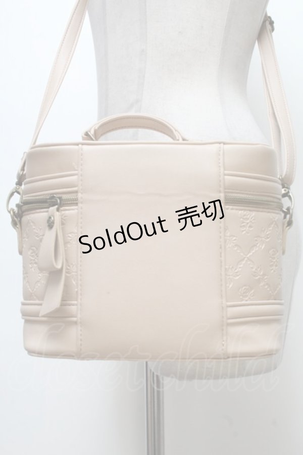 画像2: axes femme / 型押しデザインバニティバッグ  ベージュ S-25-04-07-019-AX-BG-HR-ZT335 (2)