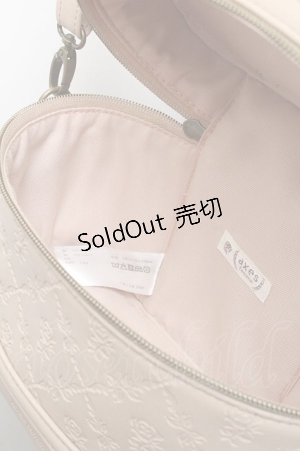 画像4: axes femme / 型押しデザインバニティバッグ  ベージュ S-25-04-07-019-AX-BG-HR-ZT335 (4)