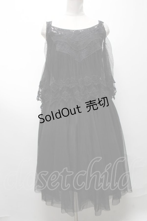 画像1: axes femme / レース重ねワンピース  黒 S-25-04-09-054-AX-OP-HR-ZS (1)