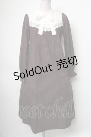 画像: axes femme / 切替ストライプワンピース  ブラウン S-25-04-09-058-AX-OP-HR-ZS