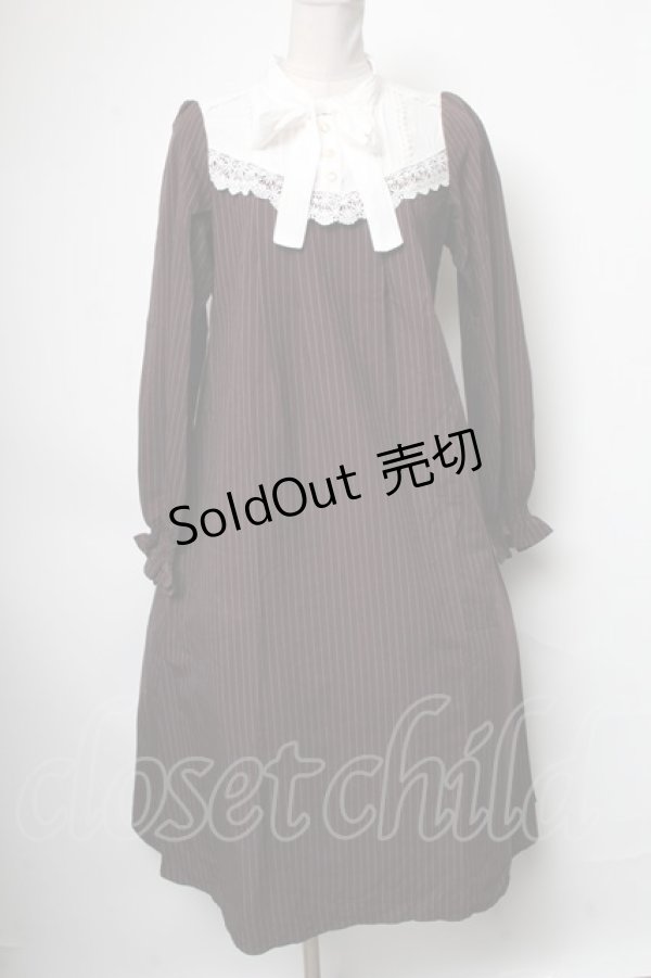 画像1: axes femme / 切替ストライプワンピース  ブラウン S-25-04-09-058-AX-OP-HR-ZS (1)