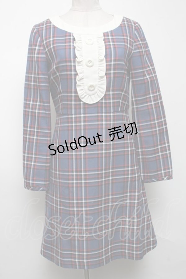 画像1: MILK / チェックワンピース  紺 S-25-04-09-065-ML-OP-AS-ZS (1)