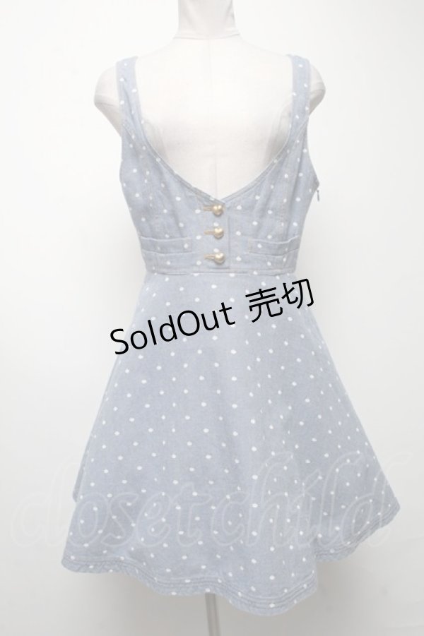 画像1: MILK / ドットデニムジャンパースカート  ブルー S-25-04-09-071-ML-OP-AS-ZS (1)
