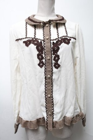 画像: axes femme / 切替刺繍ブラウス  オフ S-25-04-09-032-AX-BL-HR-ZS