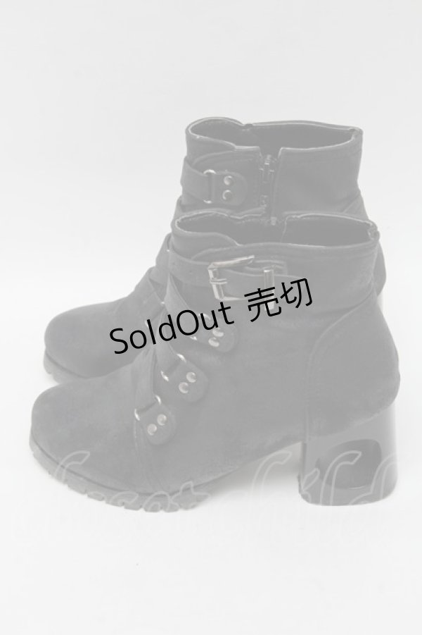 画像2: GOTH / 編み上げデザインヒールブーツ  黒 S-25-04-12-006-GO-ZA-HR-ZS (2)