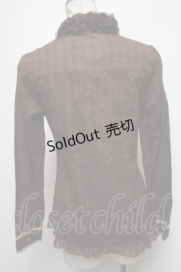 画像2: axes femme POETIQUE / 肩レースデザインロングブラウス  ブラウン S-25-04-12-055-AX-BL-AS-ZS (2)