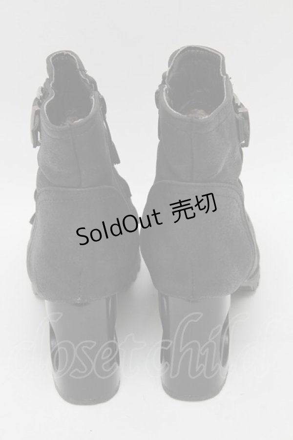 画像3: GOTH / 編み上げデザインヒールブーツ  黒 S-25-04-12-006-GO-ZA-HR-ZS (3)