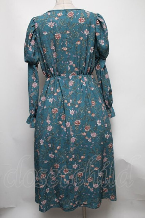 画像2: axes femme Nostalgic / ボタニカル柄レースアップワンピース  グリーン S-25-04-12-061-LO-OP-HR-ZS (2)