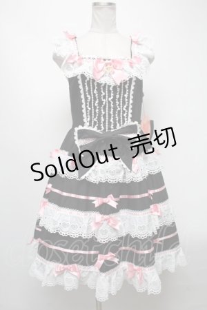 画像: BABY,THE STARS SHINE BRIGHT / Creamy sweet macaronジャンパースカート  黒ｘピンク S-25-04-12-073-BA-OP-AS-ZS