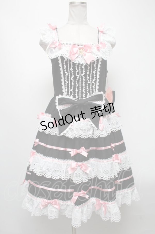 画像1: BABY,THE STARS SHINE BRIGHT / Creamy sweet macaronジャンパースカート  黒ｘピンク S-25-04-12-073-BA-OP-AS-ZS (1)