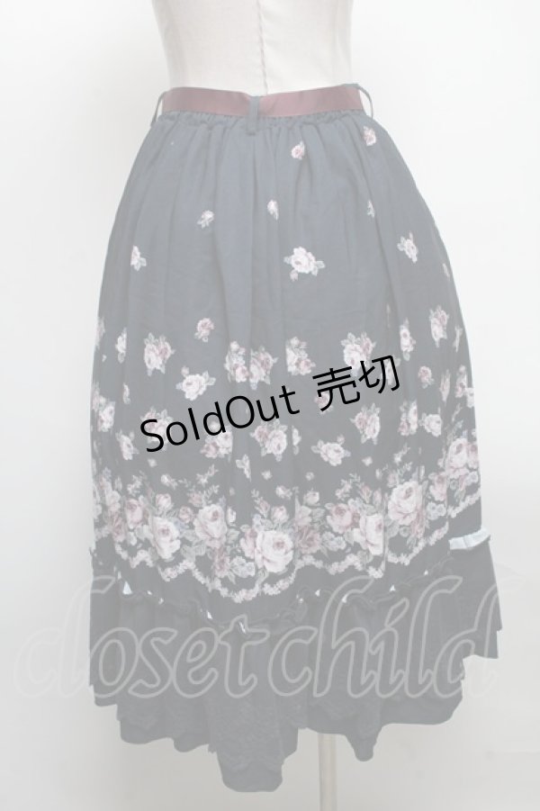 画像2: axes femme / パネル花柄フレアスカート  紺 S-25-04-12-088-AX-SK-HR-ZS (2)