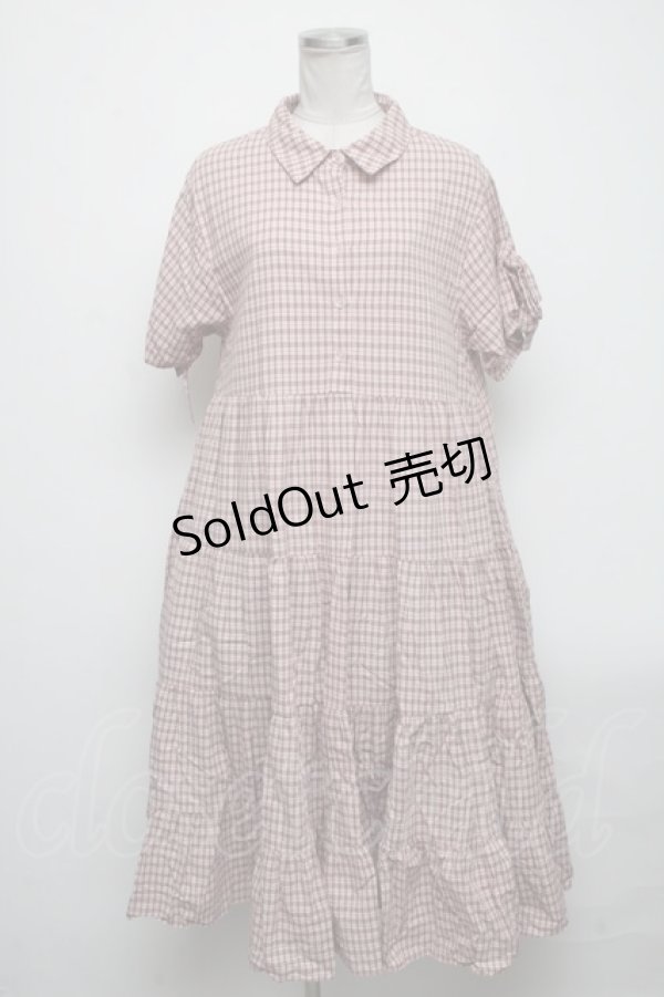 画像1: merry jenny / チェックティアードティアードワンピース  ピンク S-25-04-14-056-LO-OP-AS-ZS (1)