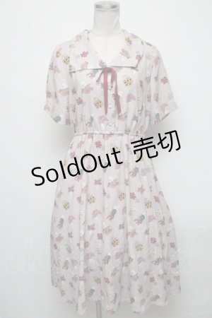 画像: Fi.n.t / ブーケポット柄タイ付きワンピース  ピンク S-25-04-14-058-CA-OP-AS-ZS