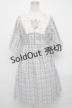 画像: Fi.n.t / チェックワンピース  グレーｘブルー S-25-04-14-061-CA-OP-AS-ZS