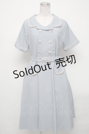画像: Fi.n.t / 開襟パイピングワンピース  ブルーグレー S-25-04-14-062-CA-OP-AS-ZS