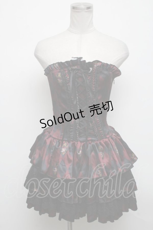画像1: ATELIER PIERROT / "Diamond Circus"ミニコルセットワンピース  ワイン S-25-04-14-079-EL-OP-AS-ZS (1)