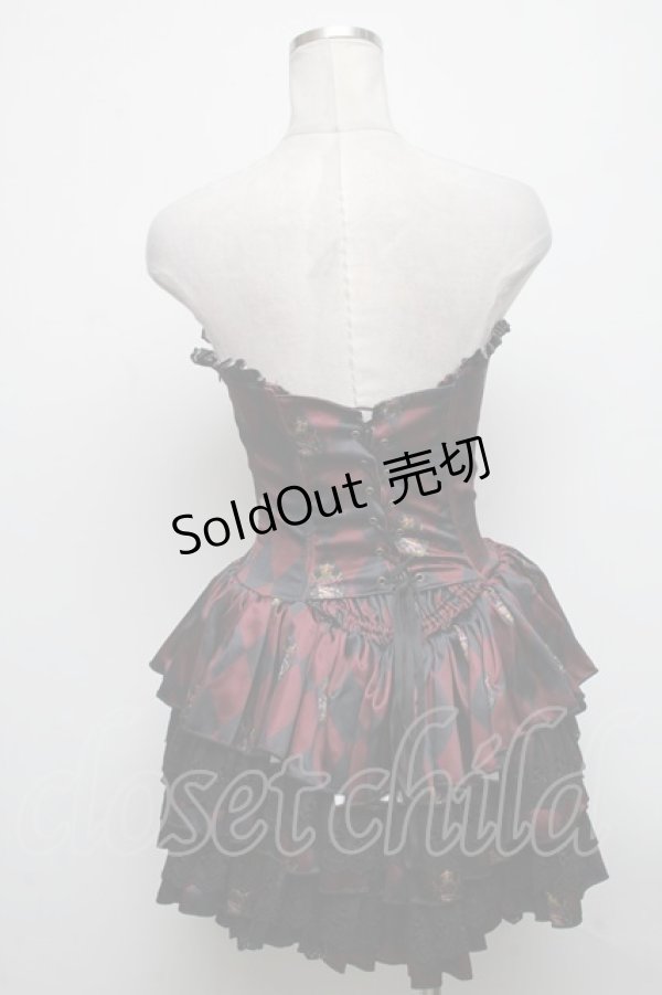画像2: ATELIER PIERROT / "Diamond Circus"ミニコルセットワンピース  ワイン S-25-04-14-079-EL-OP-AS-ZS (2)