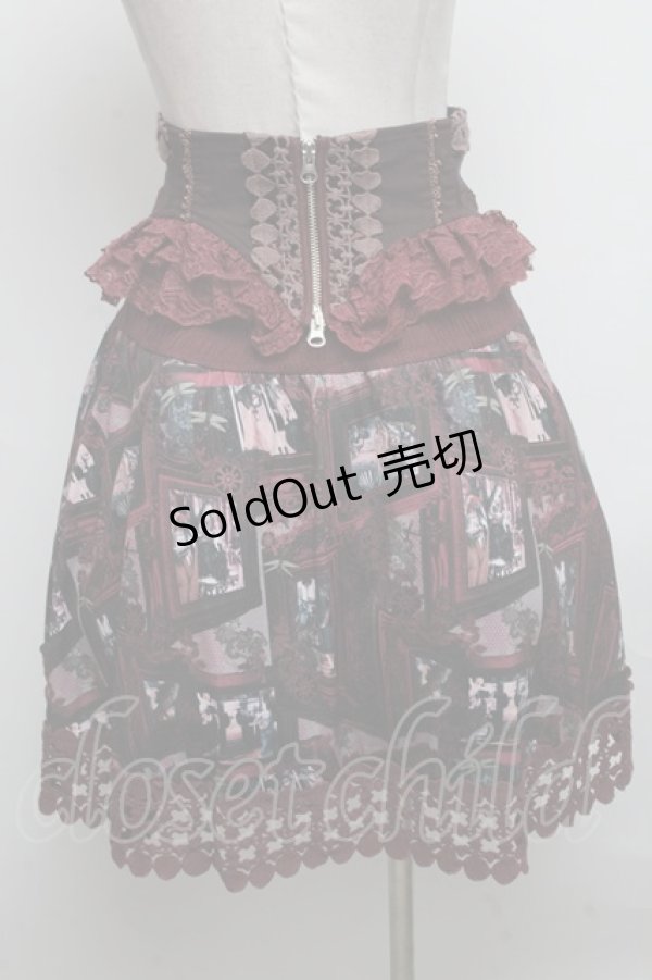画像2: OZZ ANGELO / 絵画プリントコルセット付スカート  ワイン S-25-04-14-080-OO-SK-HR-ZS (2)