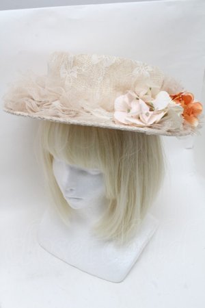 画像: Hoshibako Works / コサージュストローハット  オフ S-25-04-14-012-LO-AC-AS-ZS