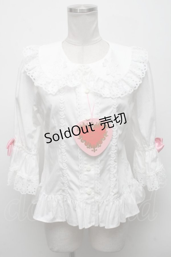 画像1: BABY,THE STARS SHINE BRIGHT / Romantic Dream Roseブラウス  白ｘ白 S-25-04-14-029-BA-BL-AS-ZS (1)