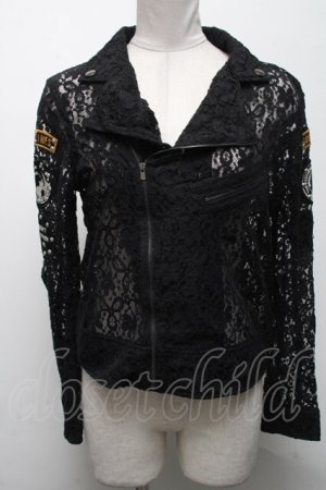 画像: HYSTERIC GLAMOUR / レースライダージャケット  黒 S-25-04-15-045-PU-BL-HR-ZS