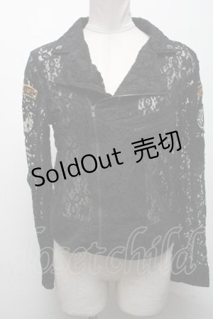 画像: HYSTERIC GLAMOUR / レースライダージャケット  黒 S-25-04-15-045-PU-BL-HR-ZS