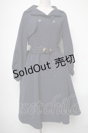 画像: axes femme POETIQUE / ストライプワンピ風コート  紺 S-25-04-15-060-AX-CO-HR-ZS