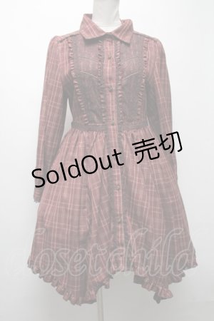 画像: axes femme / レース切り替え金糸チェックシャツワンピース  ブラウン S-25-04-15-064-AX-OP-AS-ZS