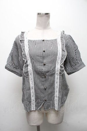 画像: Fi.n.t / チェックブラウス  黒ｘ白 S-25-04-15-040-CA-BL-AS-ZS