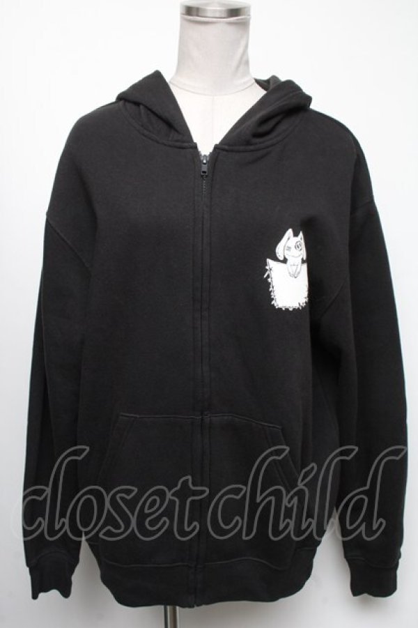 画像1: NieR Clothing / NieRちゃんプリント裏起毛パーカー  黒 S-25-04-17-053-PU-TO-HR-ZT307 (1)