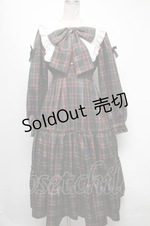 画像: Amavel / Dolly Holidayチェックティアードワンピース（ロング丈）  グリーン S-25-04-17-062-CA-OP-AS-ZS