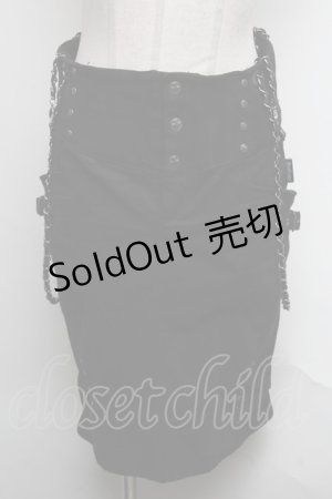 画像: Ozz Croce / チェーンサスペンダー付きタイトスカート  黒 S-25-04-17-076-OO-SK-HR-ZS