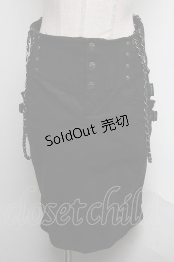 画像1: Ozz Croce / チェーンサスペンダー付きタイトスカート  黒 S-25-04-17-076-OO-SK-HR-ZS (1)