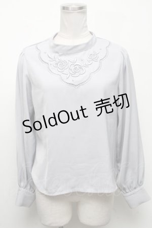 画像: an another angelus / ローズ刺繍ブラウス  サックス S-25-04-17-040-CA-BL-AS-ZS
