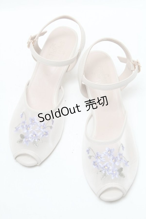画像1: an another angelus / スミレ刺繍メッシュサンダル  アイボリー S-25-04-18-004-CA-SH-HR-ZS (1)