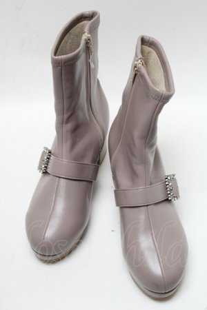 画像: axes femme / パールバックル付ミドルブーツ L グレージュ S-25-04-18-003-AX-SH-AS-ZT-K017