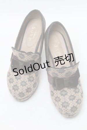 画像: axes femme / レースｘリボンヒールブーツ  ブラウン S-25-04-18-032-AX-SH-HR-ZT088