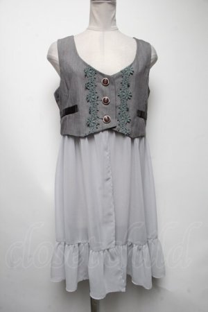 画像: axes femme POETIQUE / ロング丈シフォンベスト  グレー S-25-04-19-001-AX-TO-HR-ZS