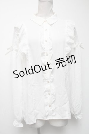 画像: axes femme POETIQUE / 肩レースデザインブラウス  白 S-25-04-19-007-AX-BL-HR-ZS