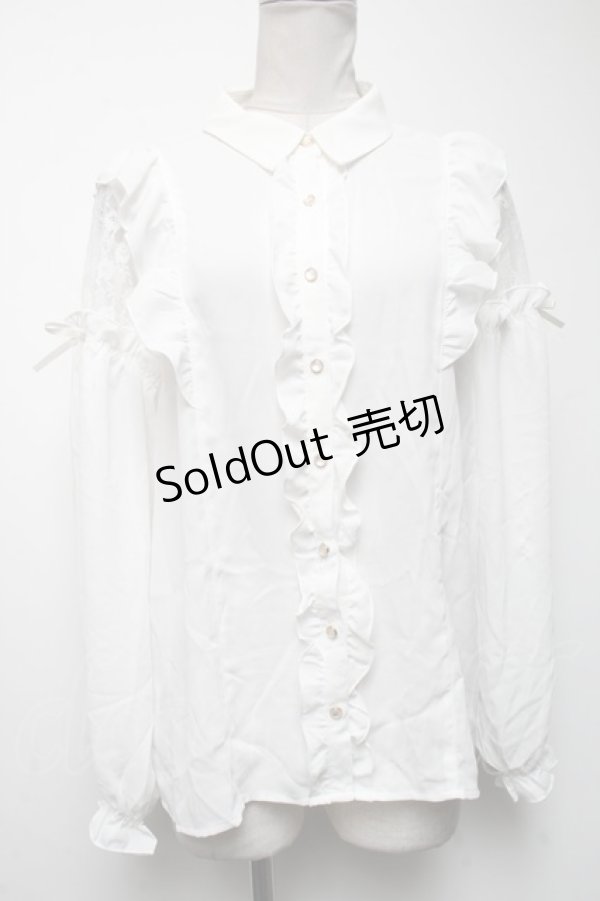 画像1: axes femme POETIQUE / 肩レースデザインブラウス  白 S-25-04-19-007-AX-BL-HR-ZS (1)