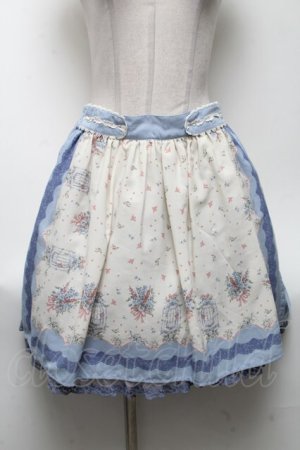 画像: axes femme / 鳥かごプリントスカート  オフｘサックス S-25-04-19-071-AX-SK-HR-ZS