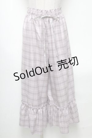 画像: axes femme POETIQUE / 裾フリルチェックパンツ  ラベンダー S-25-04-19-073-AX-PA-HR-ZS