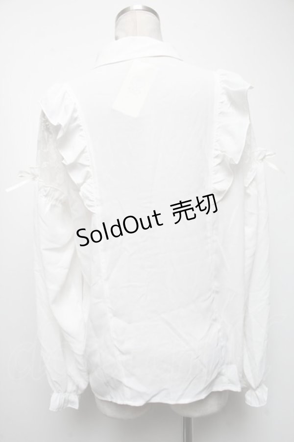 画像2: axes femme POETIQUE / 肩レースデザインブラウス  白 S-25-04-19-007-AX-BL-HR-ZS (2)