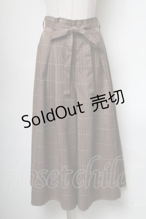 画像: axes femme / チェック柄ワイドパンツ  ブラウン S-25-04-19-074-AX-PA-HR-ZS