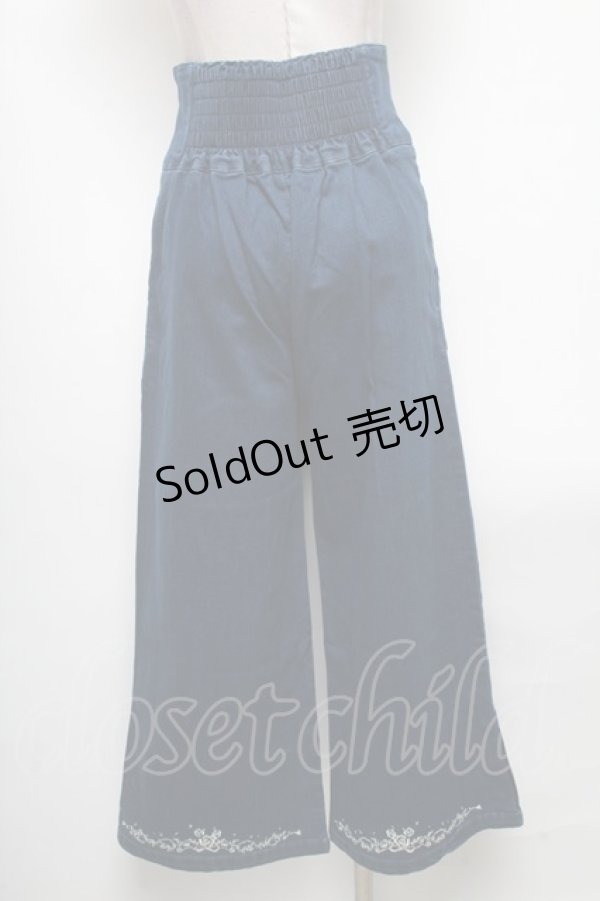 画像2: axes femme / マリン刺繍デザインワイドパンツ  インディゴ S-25-04-19-075-AX-PA-HR-ZS (2)