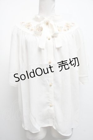 画像: axes femme / ひまわり刺繍楊柳ブラウス  キナリ S-25-04-19-014-AX-BL-HR-ZS