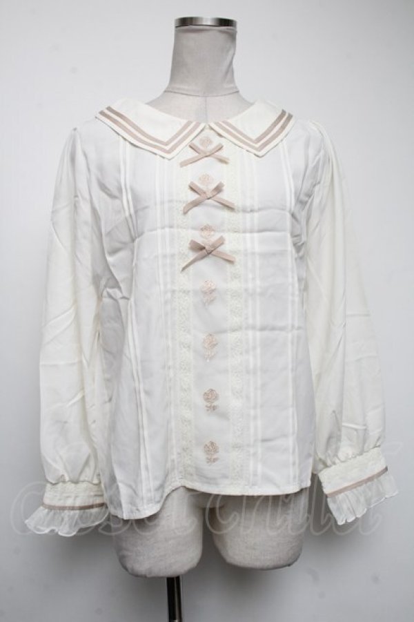画像1: axes femme POETIQUE / ローズプチリボンブラウス  キナリ S-25-04-19-015-AX-TO-HR-ZS (1)